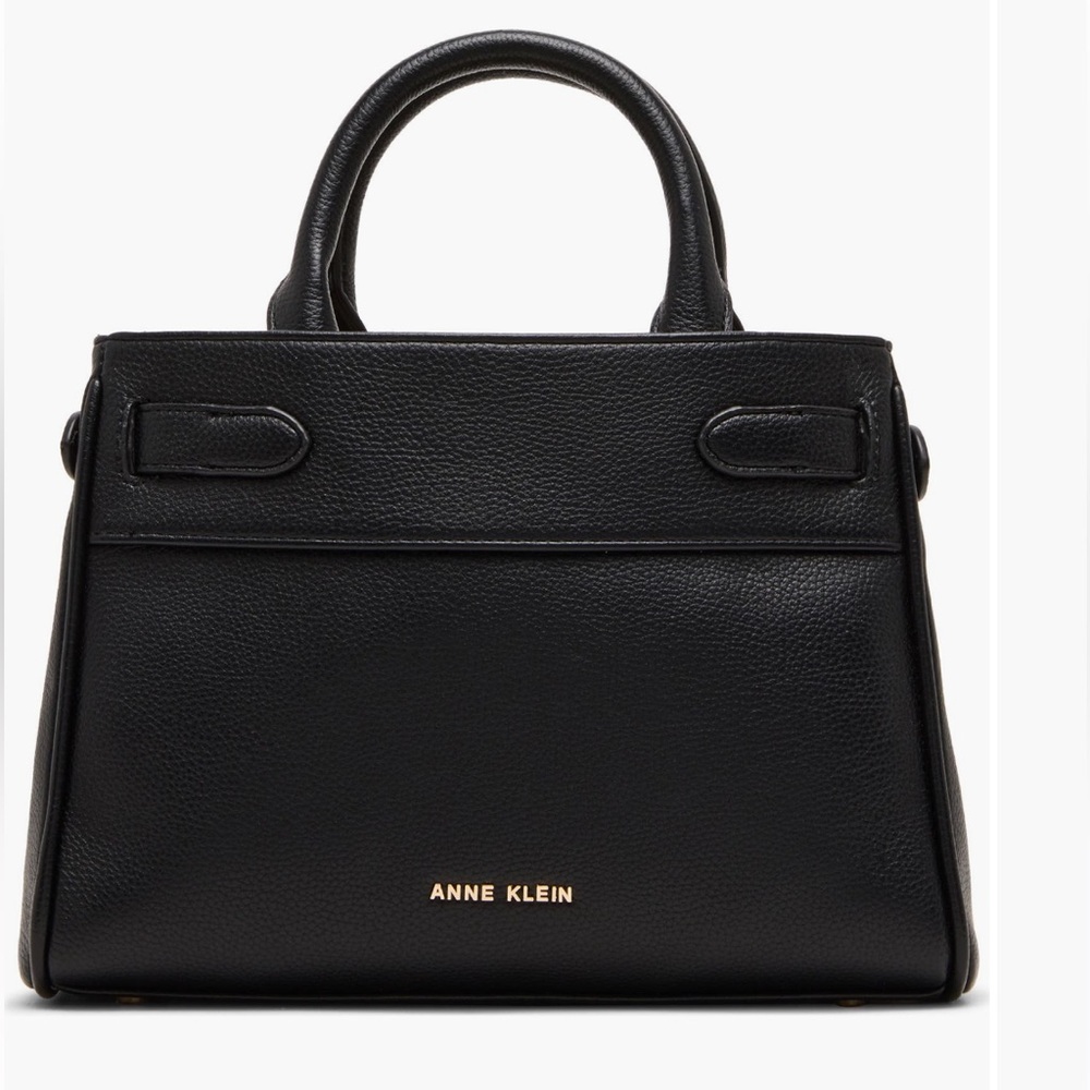 Anne Klein Black Satchel with Gold Hardware - Picture 3 of 6